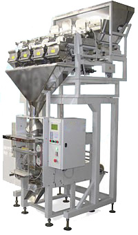 Весовой упаковочный автомат (машина) для фасовки крупнокусковых продуктов с повышенной производительностью и с повышенной точностью МДУ-НОТИС-01М-420-4Рч-2К-К