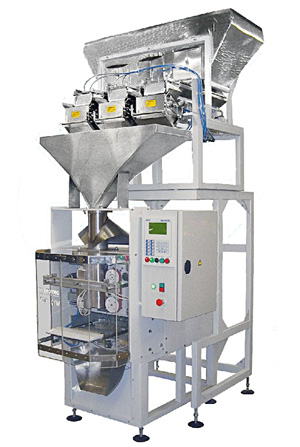 Весовой упаковочный автомат (машина) для фасовки крупнокусковых продуктов в полиэтиленовую пленку МДУ-НОТИС-01М-ПЭ-420-3Рч-К