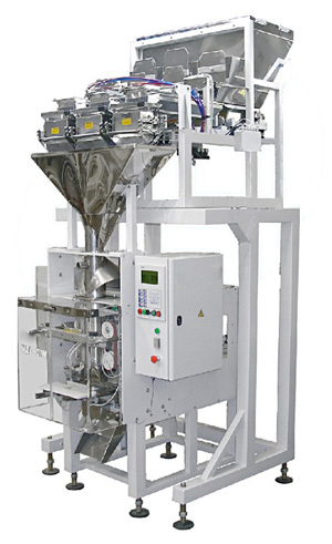 Весовой упаковочный автомат (машина) для фасовки крупнокусковых продуктов с повышенной точностью МДУ-НОТИС-01М-420-3Рч-2К-МП