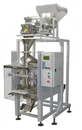 Весовой упаковочный автомат (машина) эконом-класса для фасовки крупнокусковых продуктов в полиэтиленовую пленку МДУ-НОТИС-01М-ПЭ-Э-420-1Рч-Д-К