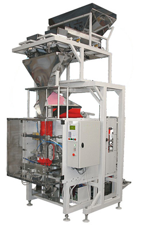 Весовой упаковочный автомат (машина) для фасовки сыпучих продуктов большими дозами в полиэтиленовую пленку МДУ-НОТИС-01М-ПЭ-820-2Рч-Д